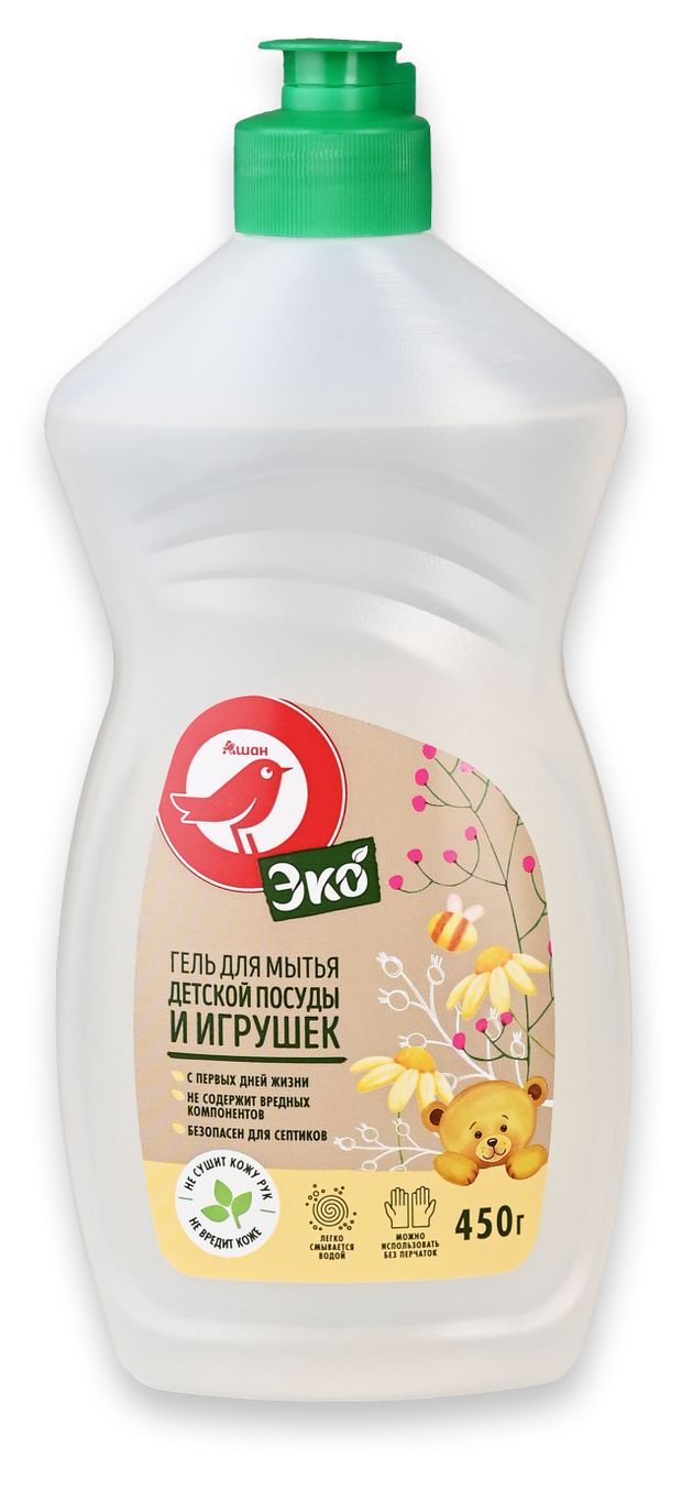 Гель для мытья детской посуды и игрушек АШАН Красная птица 450 г 100₽