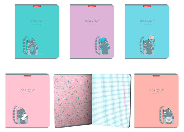 Тетрадь Academy Style Meow в клетку А5 48 л, 1 шт в ассортименте