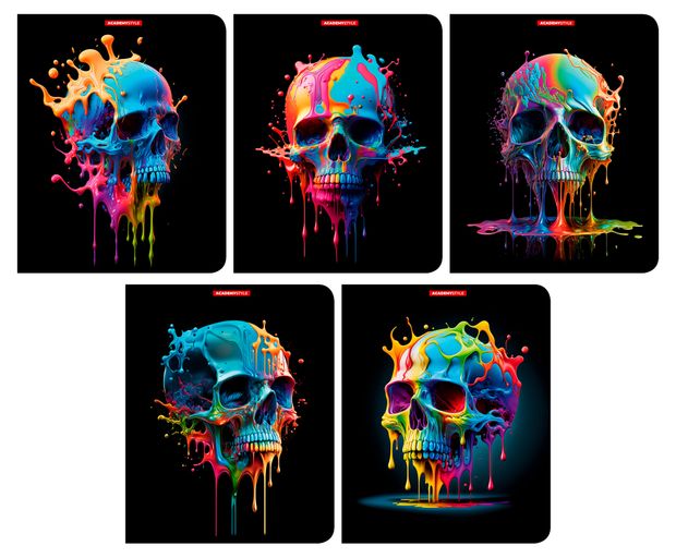 Тетрадь Academy Style Черепа в клетку А5 48 л, 1 шт в ассортименте