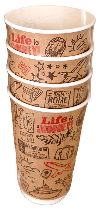Стаканы одноразовые двухслойные travel 400 мл, 4 шт