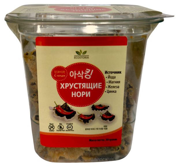 Нори Ecostoria Хрустящие с перцем Чили, 30 г