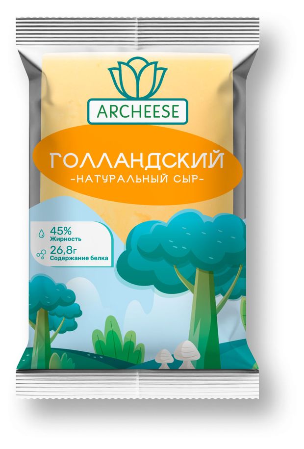 Сыр полутвердый Голландский Archeese 45% БЗМЖ, 200 г