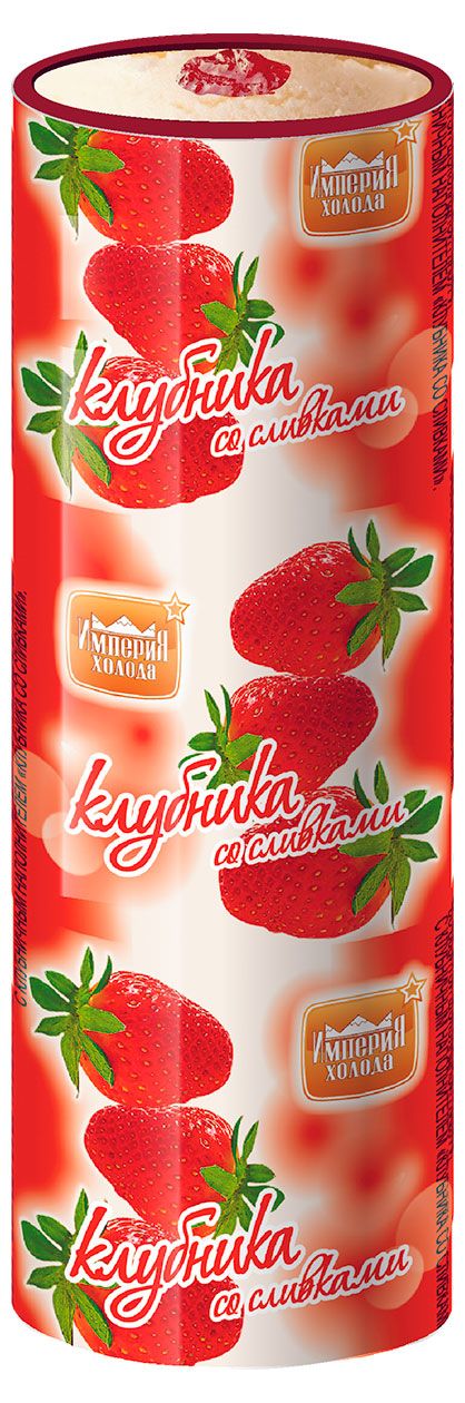 Мороженое молочное Империя холода Лакомка клубника со сливками трубочка, 80 г