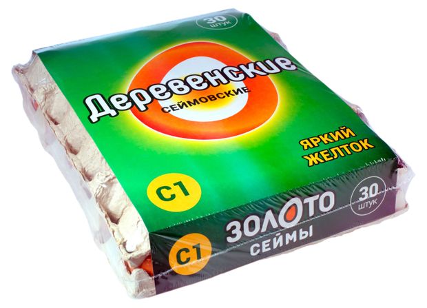 Яйца куриные Золото Сеймы Деревенские С1 коричневое лоток, 30 шт