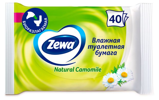 Туалетная бумага влажная Zewa ромашка 40 листов 100₽