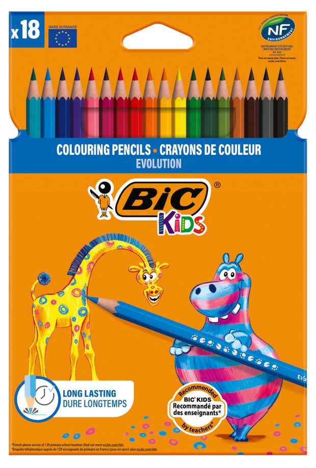 Цветные карандаши BIC Kids Evolution, 18 цветов