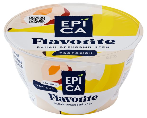 Десерт творожный EPICA Flavorite банан-ореховый крем 7,6%, 130 г