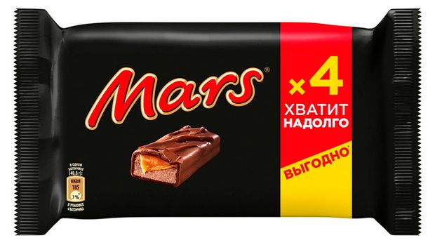 Сладости Батончик шоколадный Mars с нугой и карамелью, 4x40,5 г