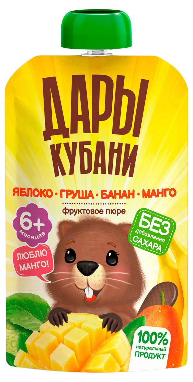 Пюре Дары Кубани яблоко груша банан манго, 90 г