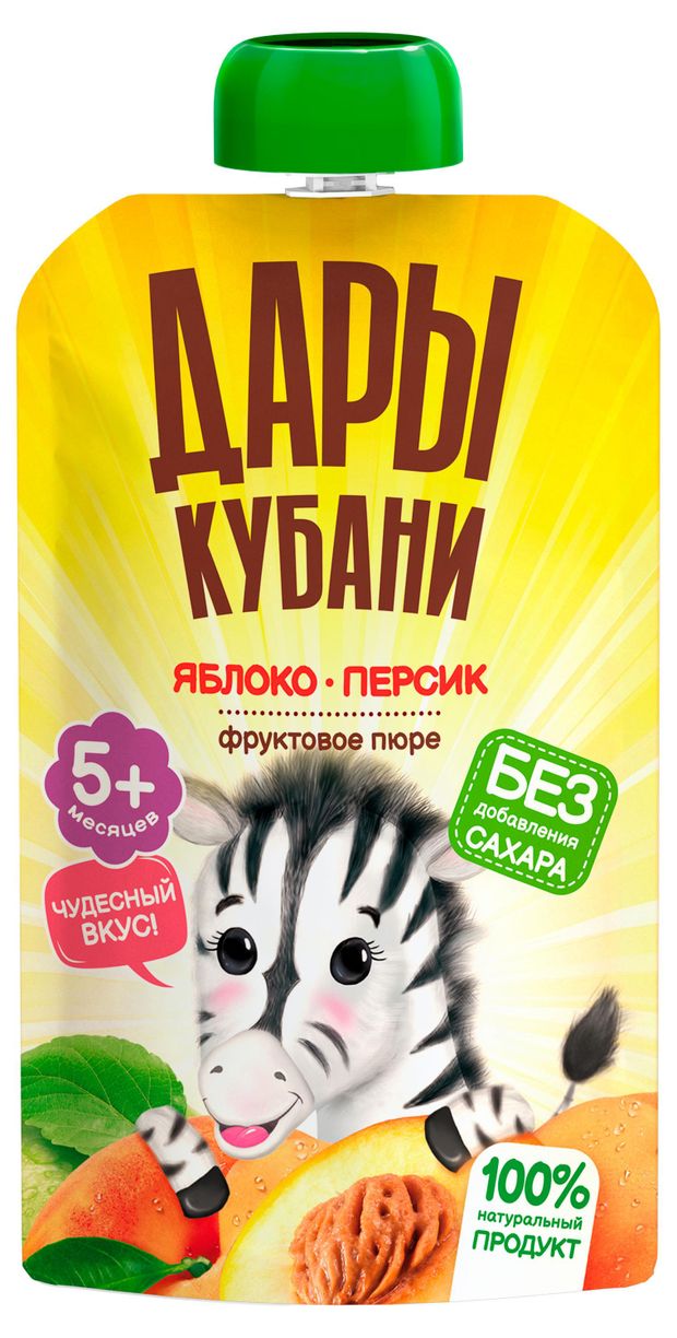 Пюре Дары Кубани яблоко персик, 90 г