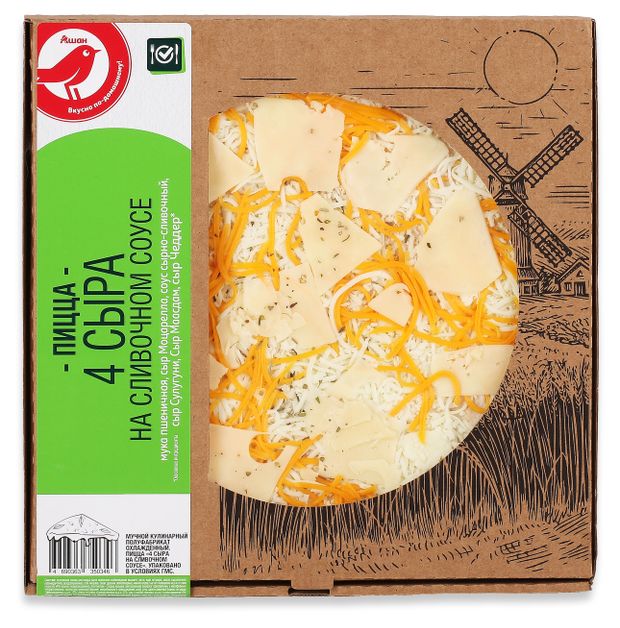 Пицца АШАН Красная птица 4 сыра, 400 г