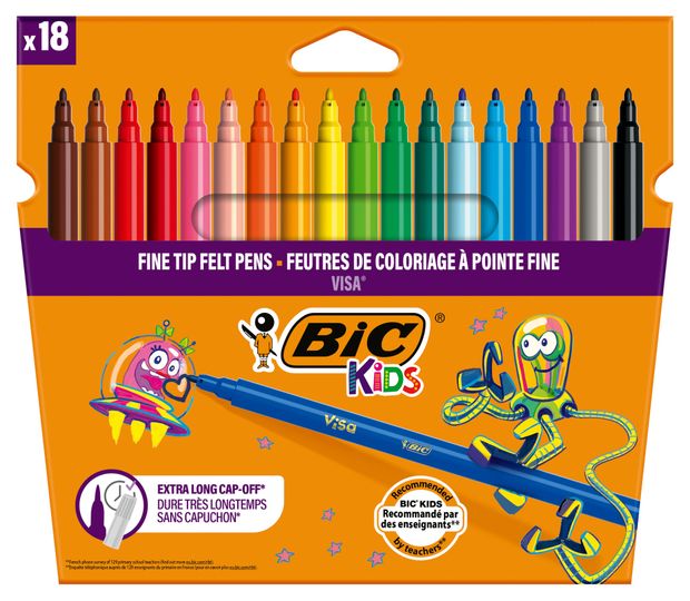 Фломастеры цветные BIC Kids Visa, 18 шт