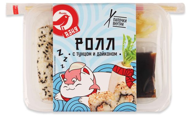 Ролл АШАН Красная птица с тунцом и дайконом 225 г 265₽