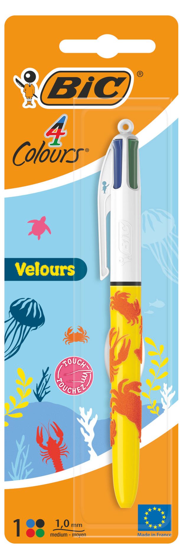 Ручка шариковая BIC 4 цвета в 1 Велюр 1 мм, 1 шт в ассортименте