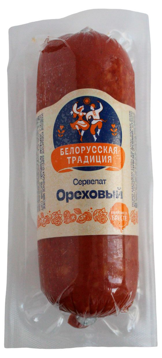 Колбаса варено-копченая Белорусская традиция Сервелат Ореховый, 300 г