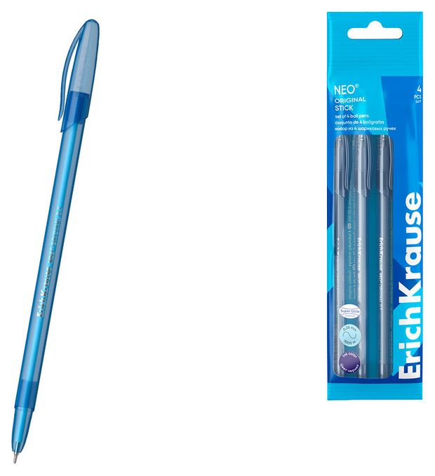 Ручка шариковая ErichKrause Neo Original синяя, 4 шт
