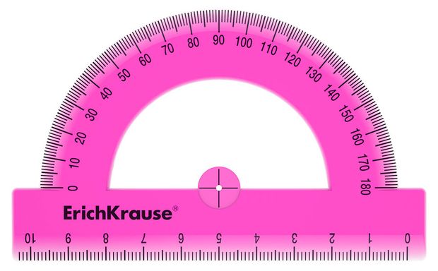 Транспортир ErichKrause Pastel пластиковый 180 10 см, 1 шт в ассортименте