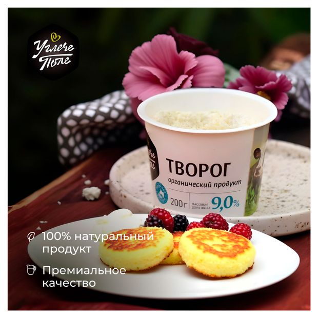 Творог Углече Поле organic 9% БЗМЖ, 200 г