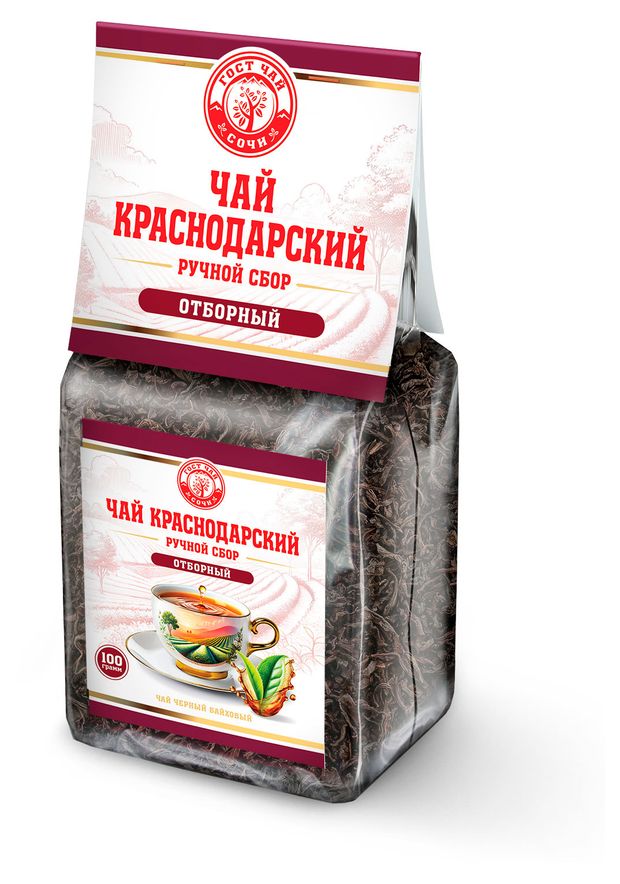 Чай черный Краснодарский ручной сбор байховый крупнолистовой 100 г 140₽