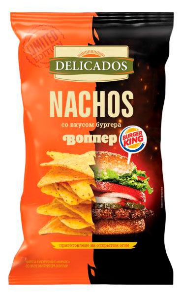 Чипсы кукурузные Delicados Nachos со вкусом бургера Вопер, 140 г