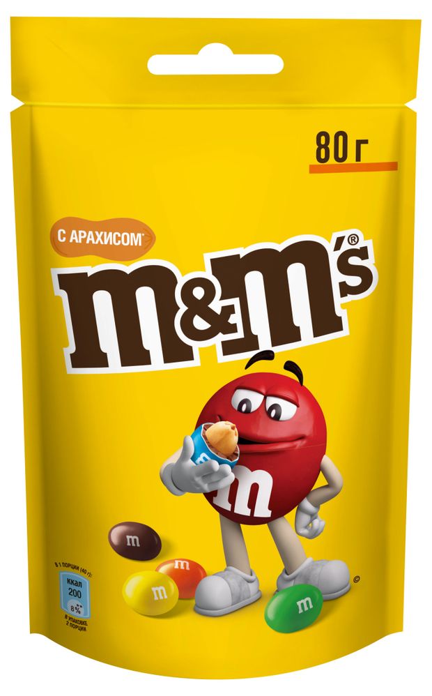 Конфеты M&M's драже с арахисом и молочным шоколадом, 80 г