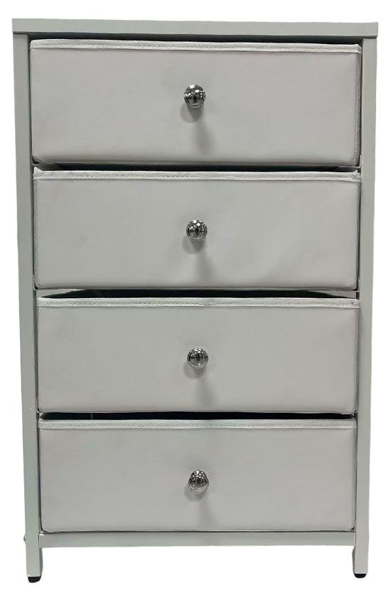 Комод с 4 ящиками текстиль белый, 40х30х62 см