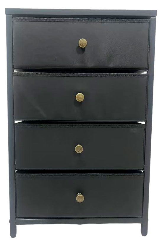 Комод с 4 ящиками текстиль черный, 40х30х62 см