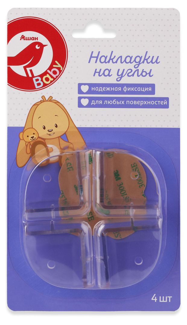 Накладки на углы АШАН Красная птица прозрачные, 4 шт