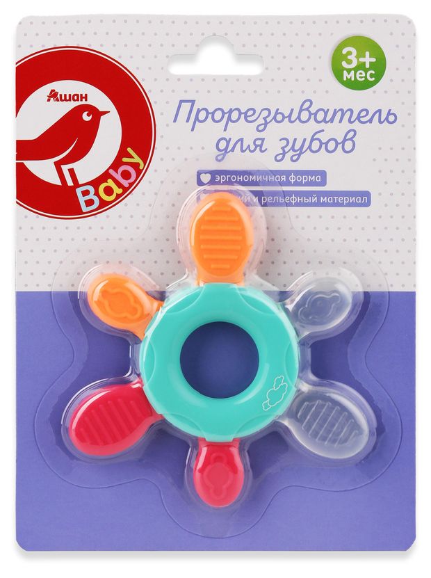 Прорезыватель для зубов АШАН Красная птица Baby цветочек с 3 мес 90₽