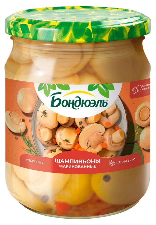Бакалея Шампиньоны маринованные Бондюэль, 500 мл