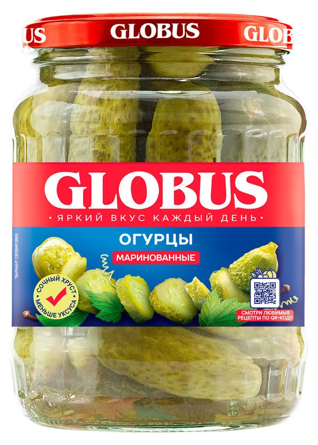 Бакалея  Ашан Огурцы GLOBUS маринованные, 720 мл