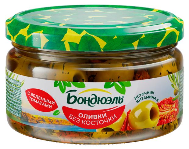 Оливки Бондюэль с вялеными томатами без косточки 200 г 200₽