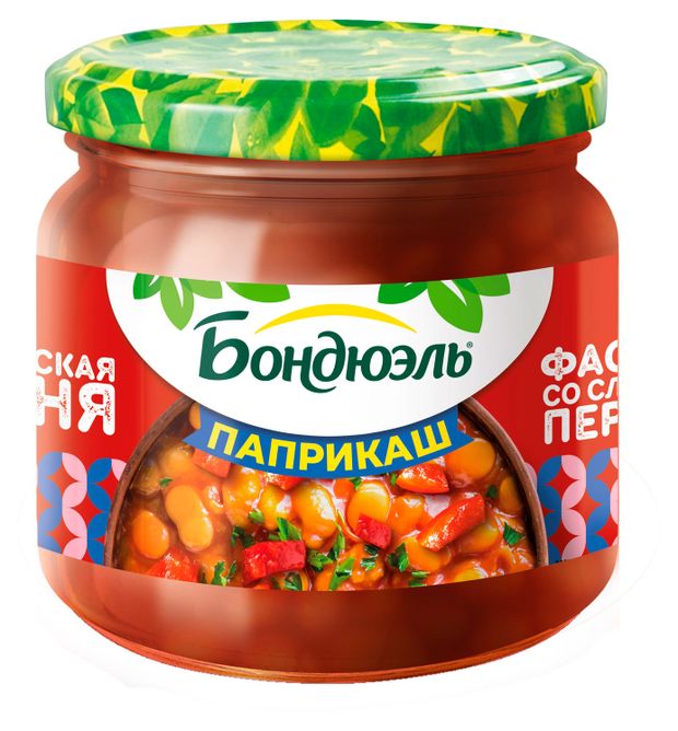 Фасоль белая Бондюэль в соусе со сладким перцем Паприкаш 360 г 155₽
