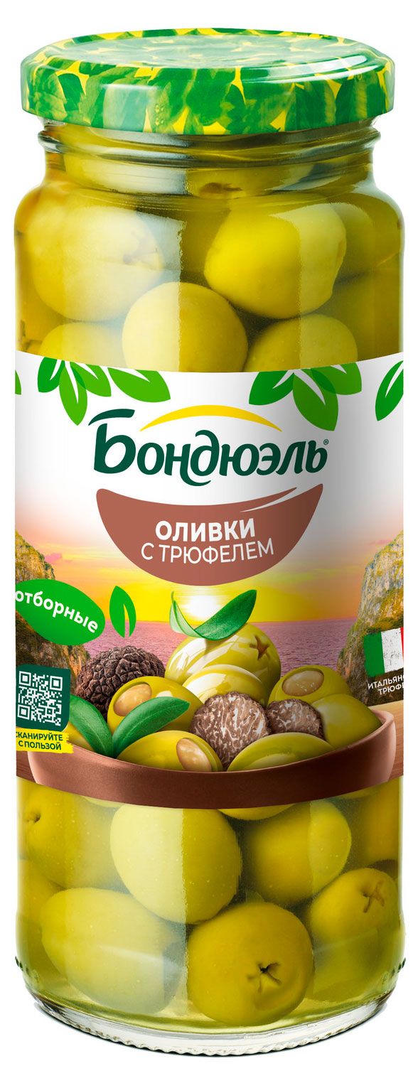 Бакалея  Ашан Оливки Бондюэль с трюфелем, 240 г