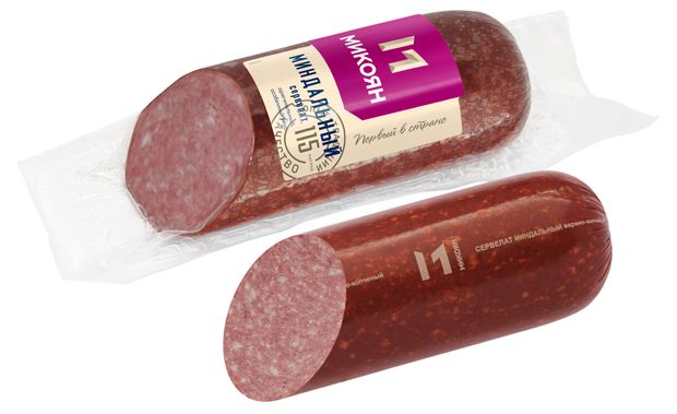 Колбаса варено-копченая Микоян Сервелат Миндальный, 350 г