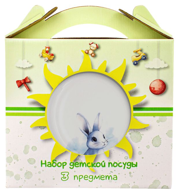 Набор детской посуды Дулевский фарфор Зайчик 3 предмета 630₽