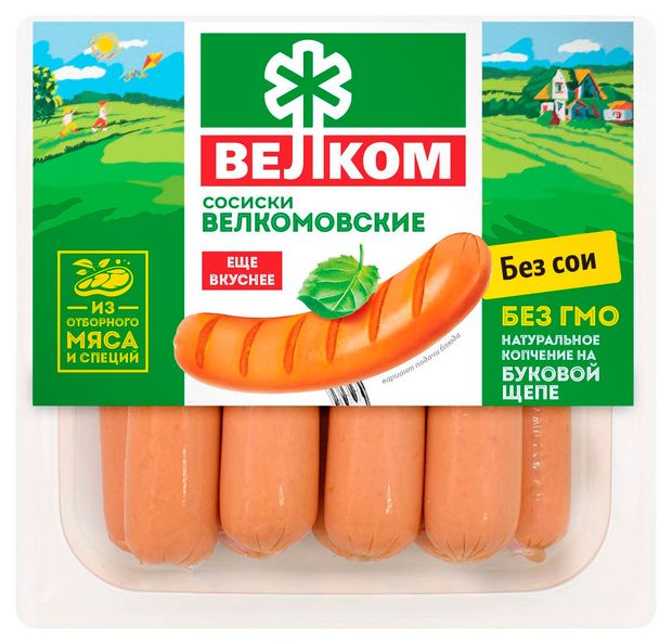 Колбасные изделия Сосиски вареные Велком Докторские, 440 г