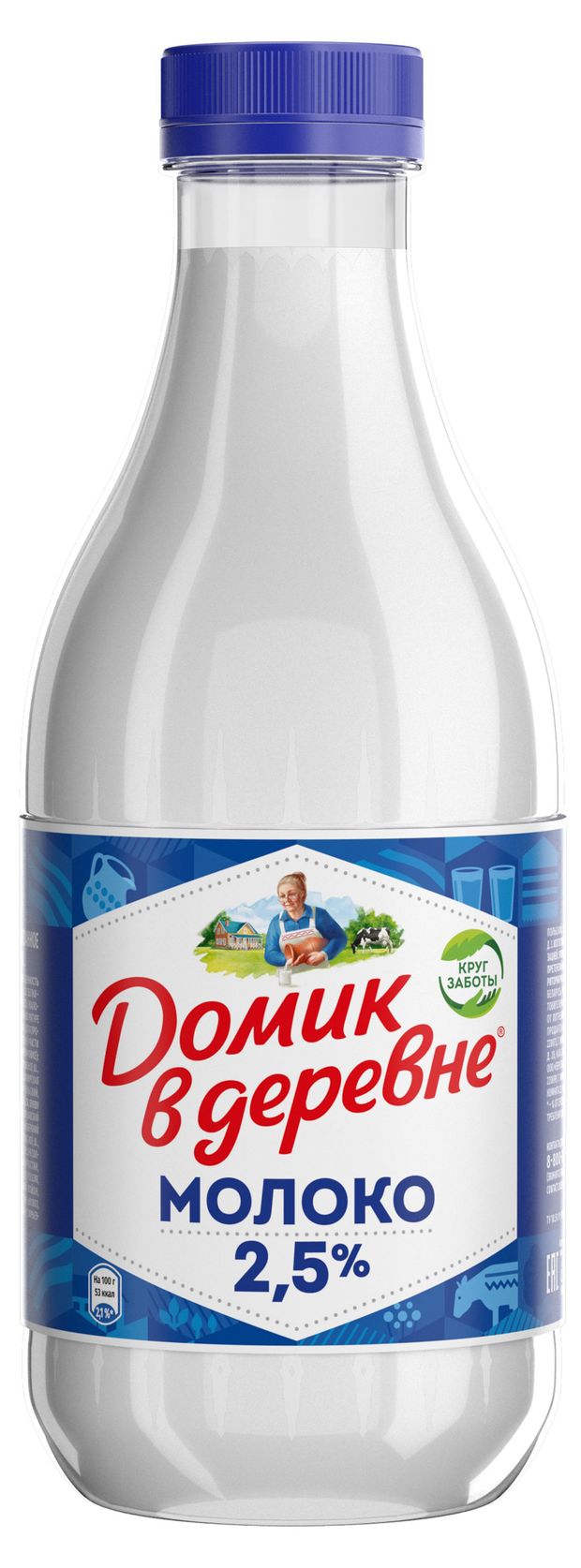 Молочные продукты, яйца  Ашан Молоко пастеризованное питьевое Домик в деревне нормализованное 2,5% БЗМЖ, 930 г