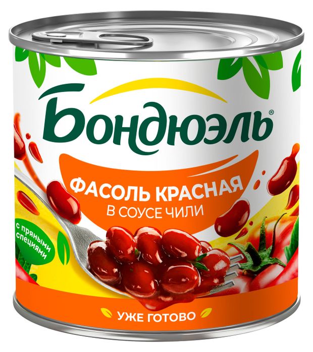 Бакалея Фасоль Бондюэль красная в томатном соусе чили, 400 г
