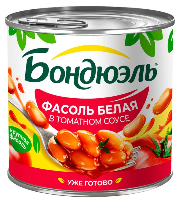 Бакалея  Ашан Фасоль белая Бондюэль в томатном соусе, 400 г