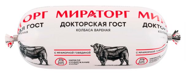 Колбаса вареная Мираторг Докторская с мраморной говядиной ГОСТ 470 г 320₽