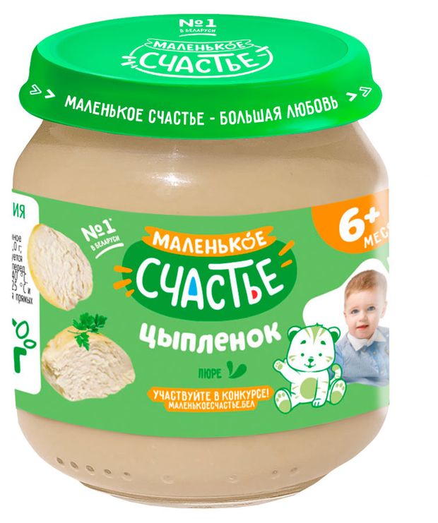 Пюре мясное Маленько счастье цыпленок 6+ мес., 80 г