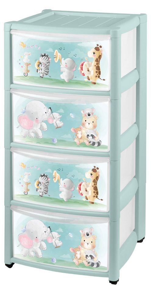 Комод детский на колесах 4 ящика зеленый 390х370х785 мм 3499₽