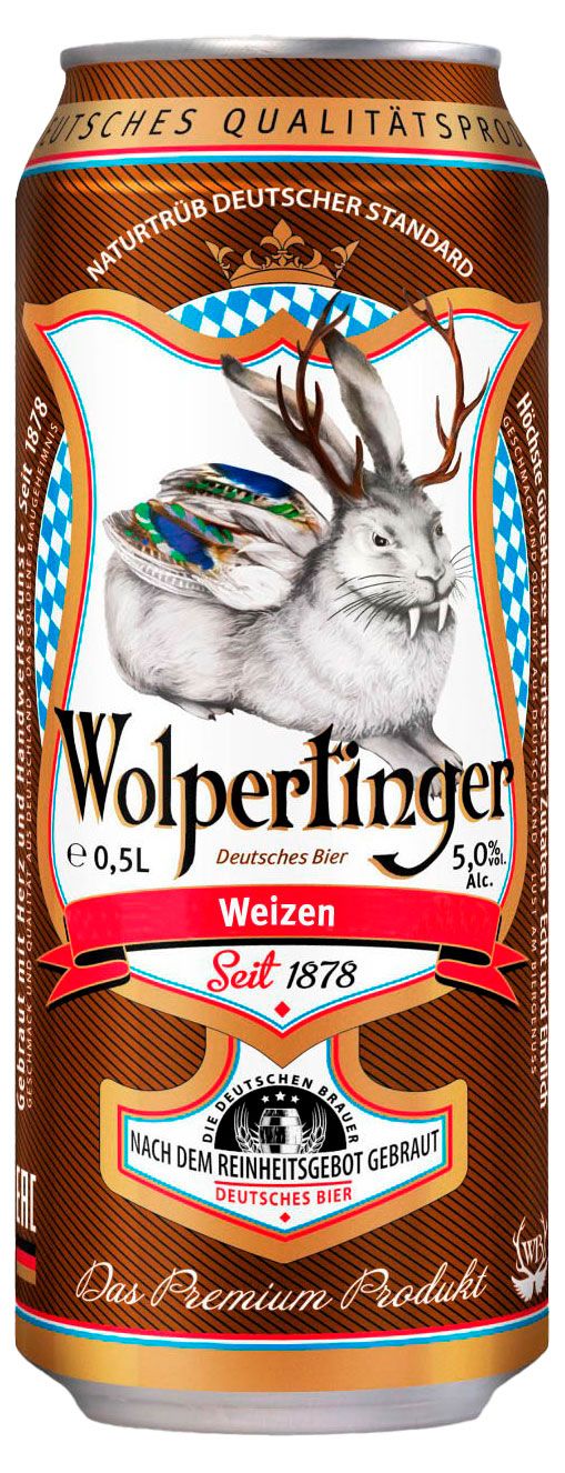 Пивной напиток светлый Wolpertinger weizen 5%, 0,5 л