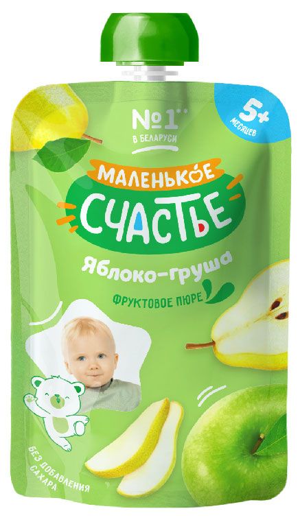 Пюре Маленько счастье яблоко груша с 5 мес., 90 г