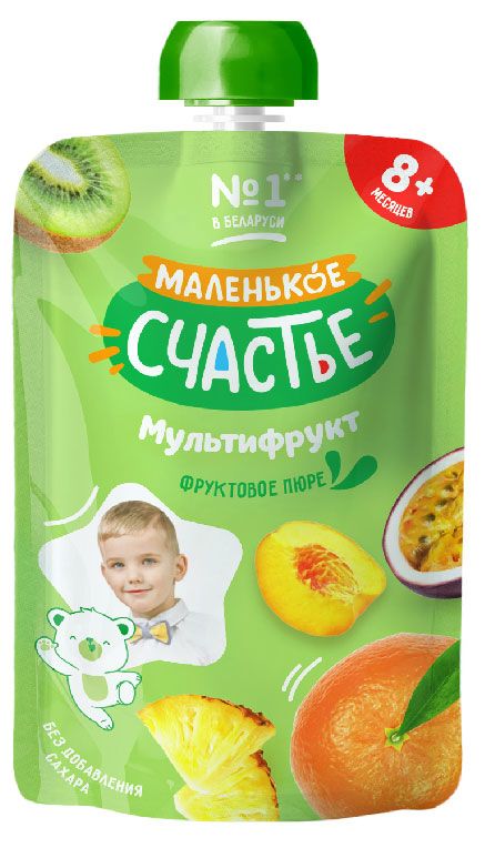 Пюре Маленько счастье мультифрукт с 8 мес., 90 г