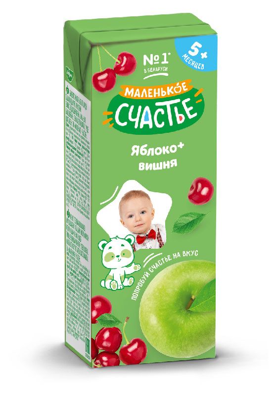 Нектар Маленько счастье яблоко вишня с 5 мес., 200 мл