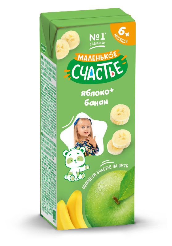 Нектар Маленько счастье яблоко банан с 6 мес., 200 мл
