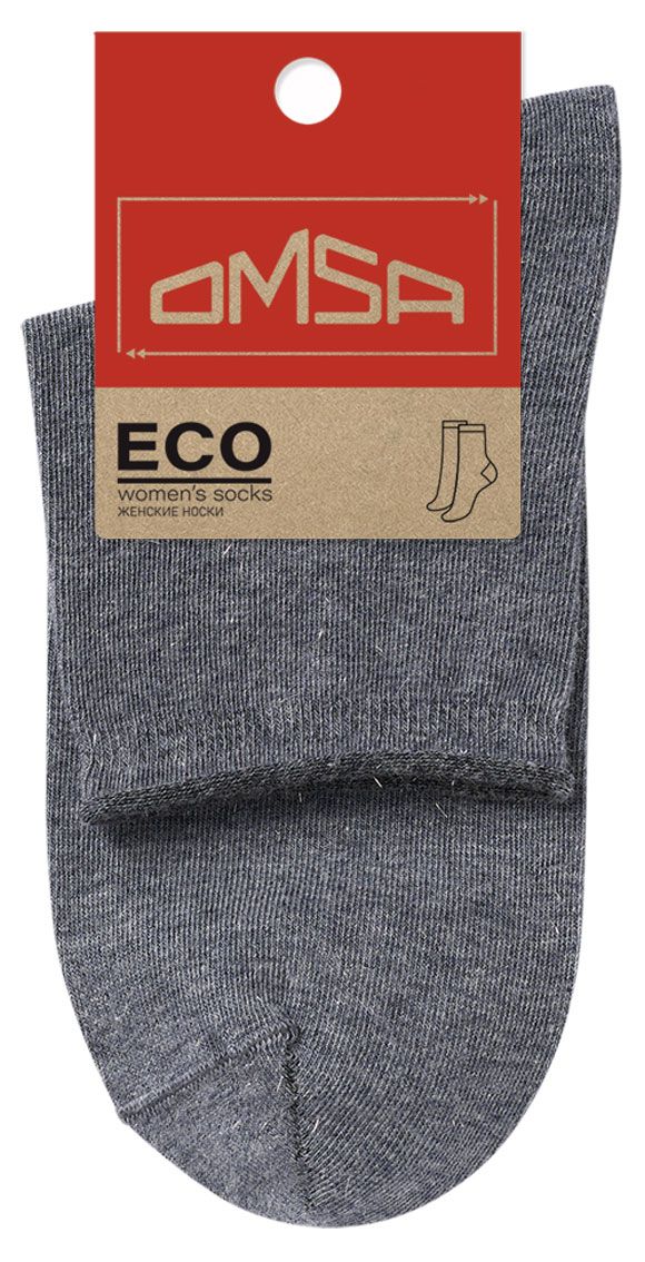 Носки женские Omsa ECO 256 с люрексом - борт руликом Grigio Melange, р. 35-38