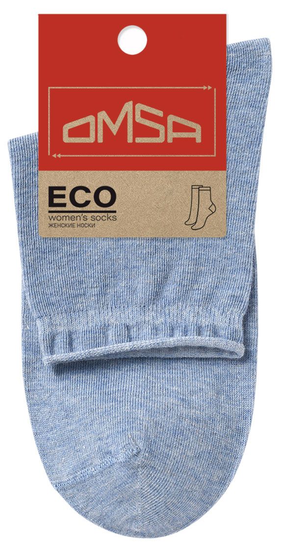 Носки женские Omsa ECO 256 с люрексом - борт руликом Jeans Melange голубые, р. 39-41